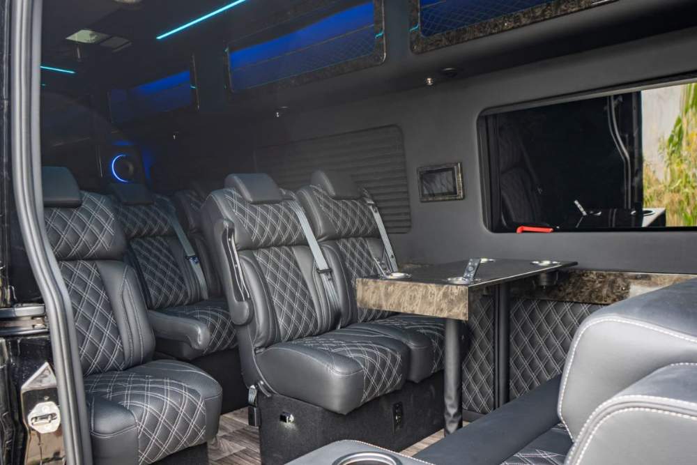 MN Black Car Mercedes-Benz Sprinter, interior seating detail