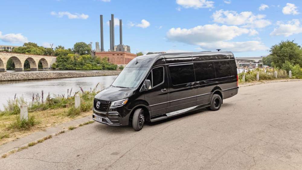 MN Black Car Mercedes-Benz Sprinter, exterior side view