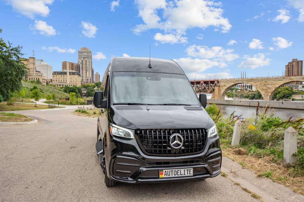 MN Black Car Mercedes-Benz Sprinter, rear view